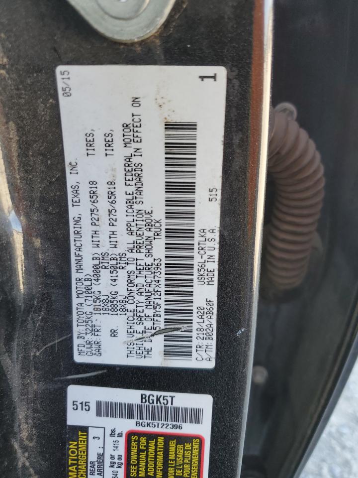 2015 Toyota Tundra Double Cab Limited VIN: 5TFBY5F12FX473963 Lot: 62684415