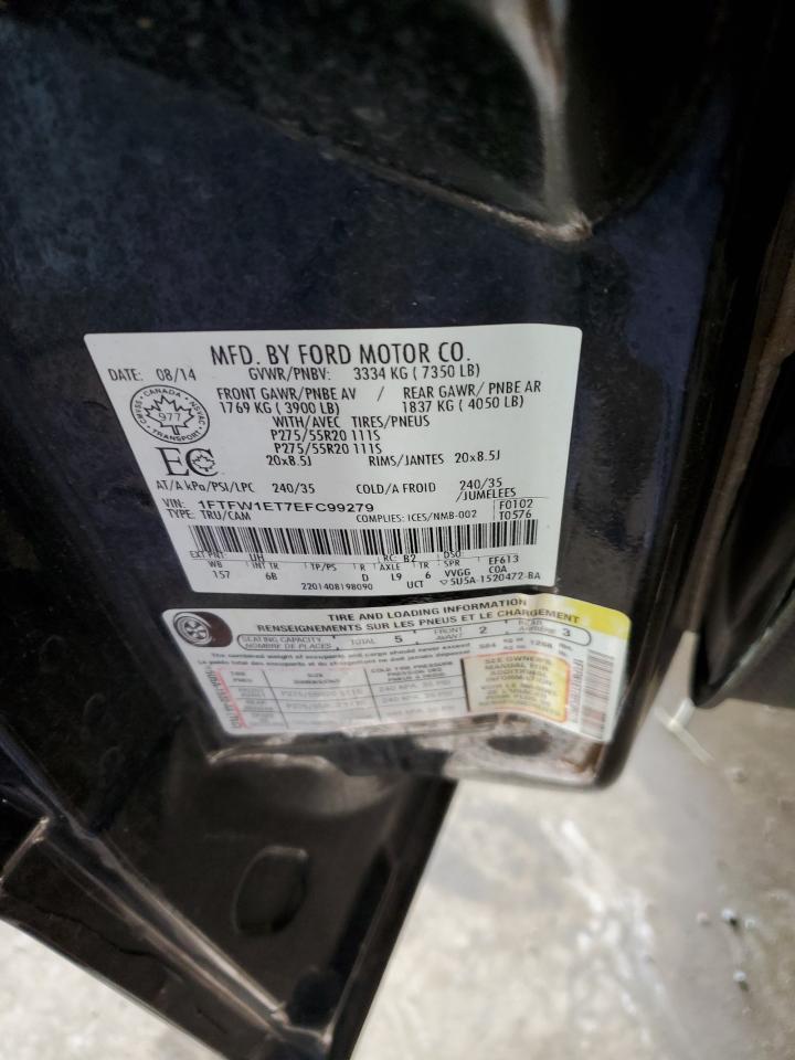 2014 Ford F150 Supercrew VIN: 1FTFW1ET7EFC99279 Lot: 60225175