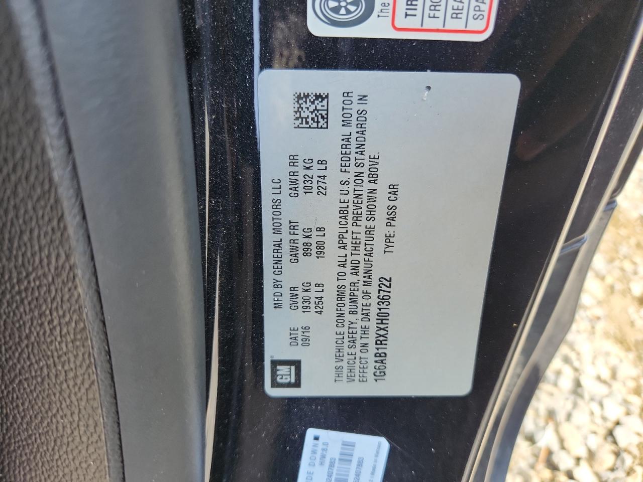 2017 Cadillac Ats Luxury VIN: 1G6AB1RXXH0136722 Lot: 60071985