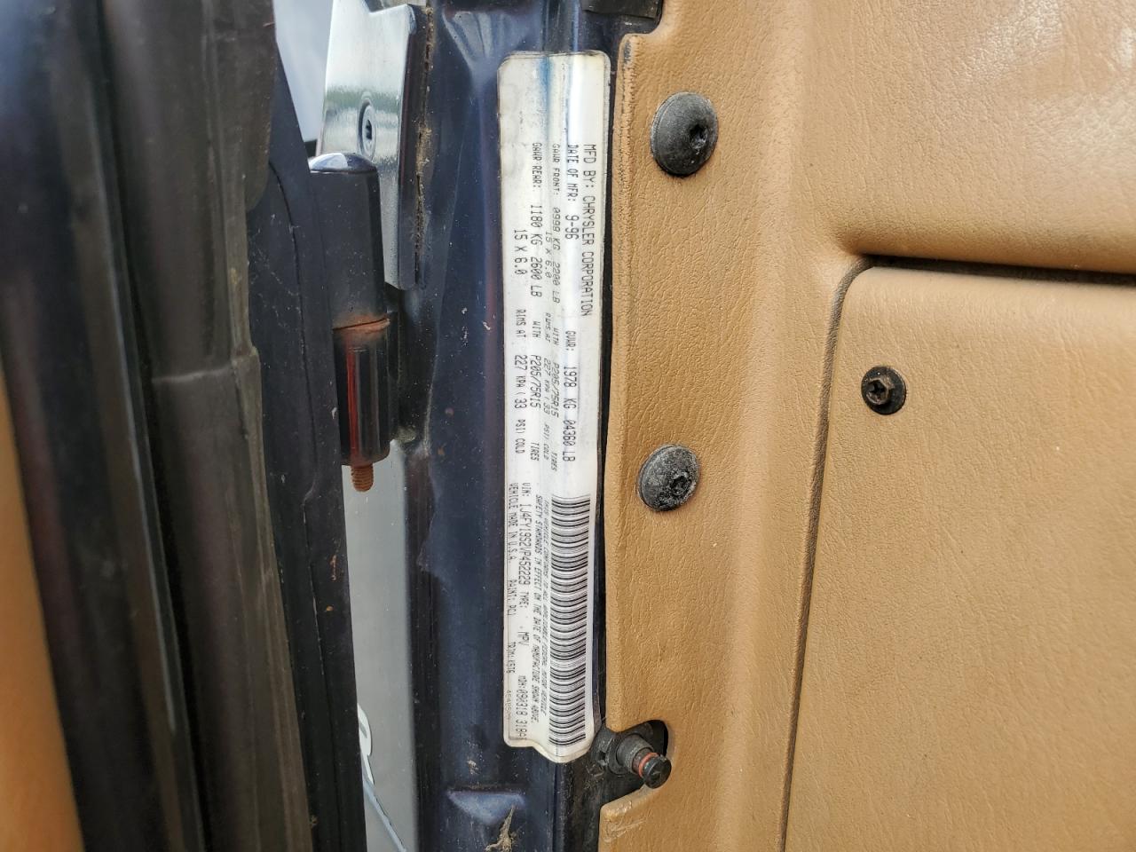 1997 Jeep Wrangler / Tj Sport VIN: 1J4FY19S2VP452229 Lot: 60422775