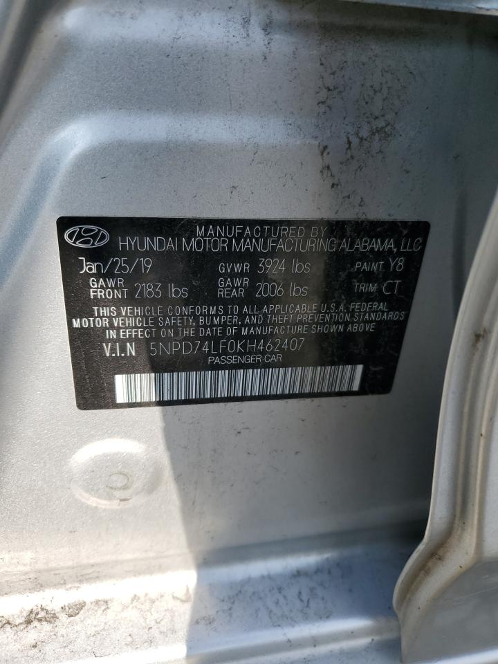 2019 Hyundai Elantra Se VIN: 5NPD74LF0KH462407 Lot: 60340805