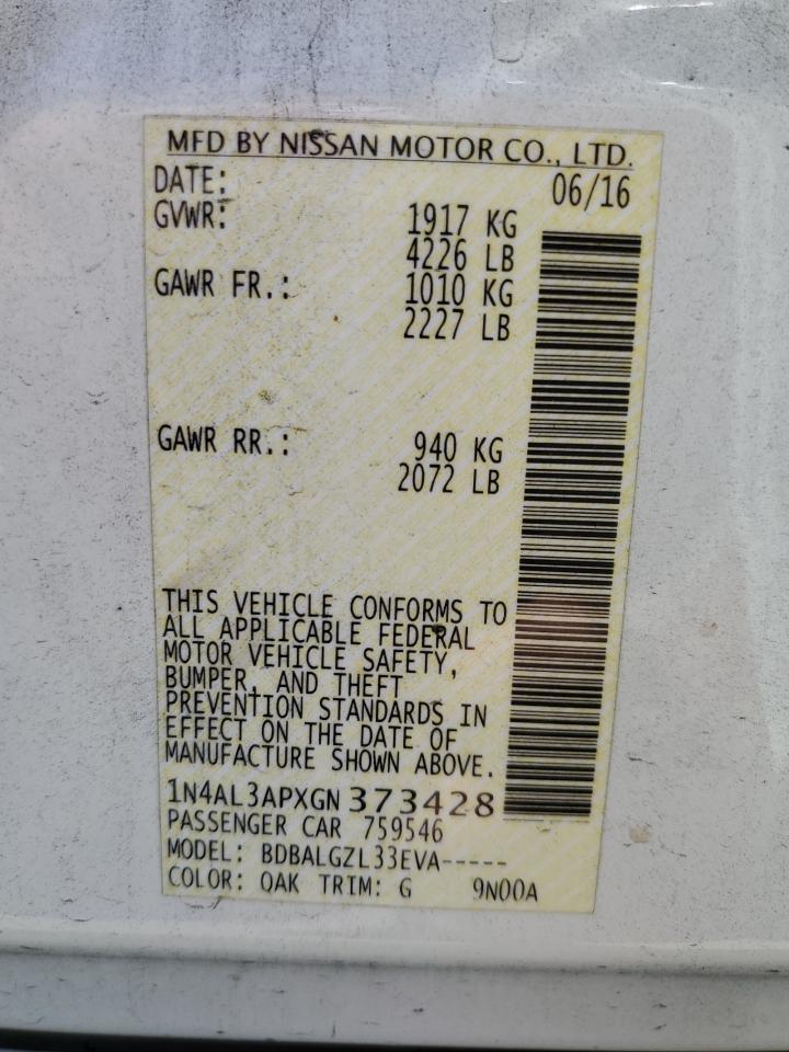 NISSAN ALTIMA 2016 VIN 1N4AL3APXGN373428 фото 12