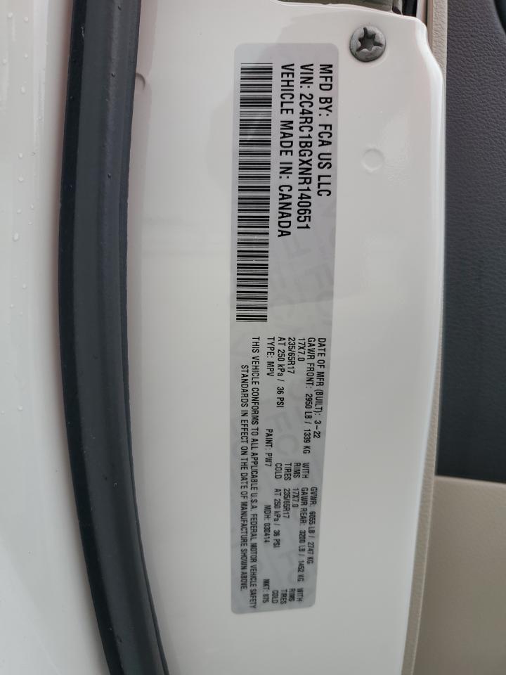 2022 Chrysler Pacifica Touring L VIN: 2C4RC1BGXNR140651 Lot: 62816825