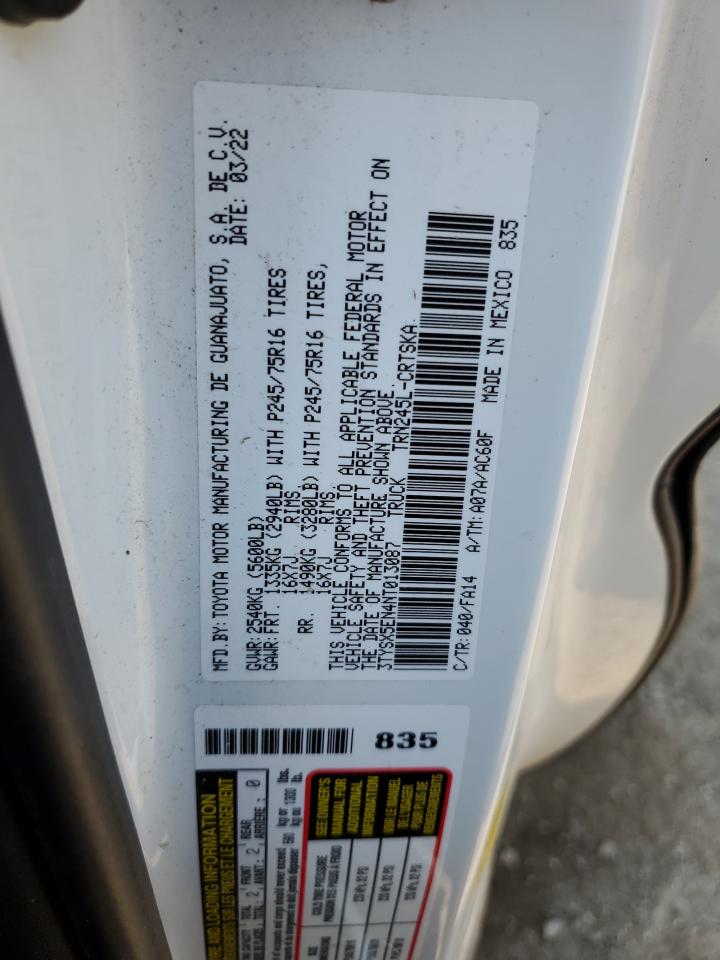 2022 Toyota Tacoma Access Cab VIN: 3TYSX5EN4NT013087 Lot: 60023785