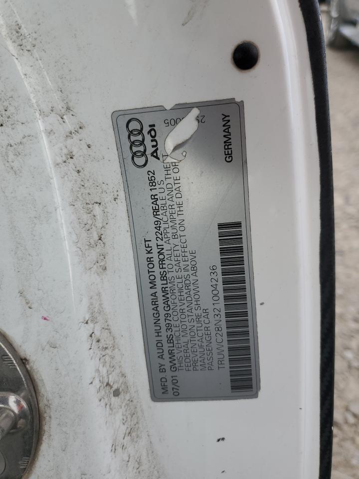 2002 Audi Tt Quattro VIN: TRUWC28N321004236 Lot: 61593665