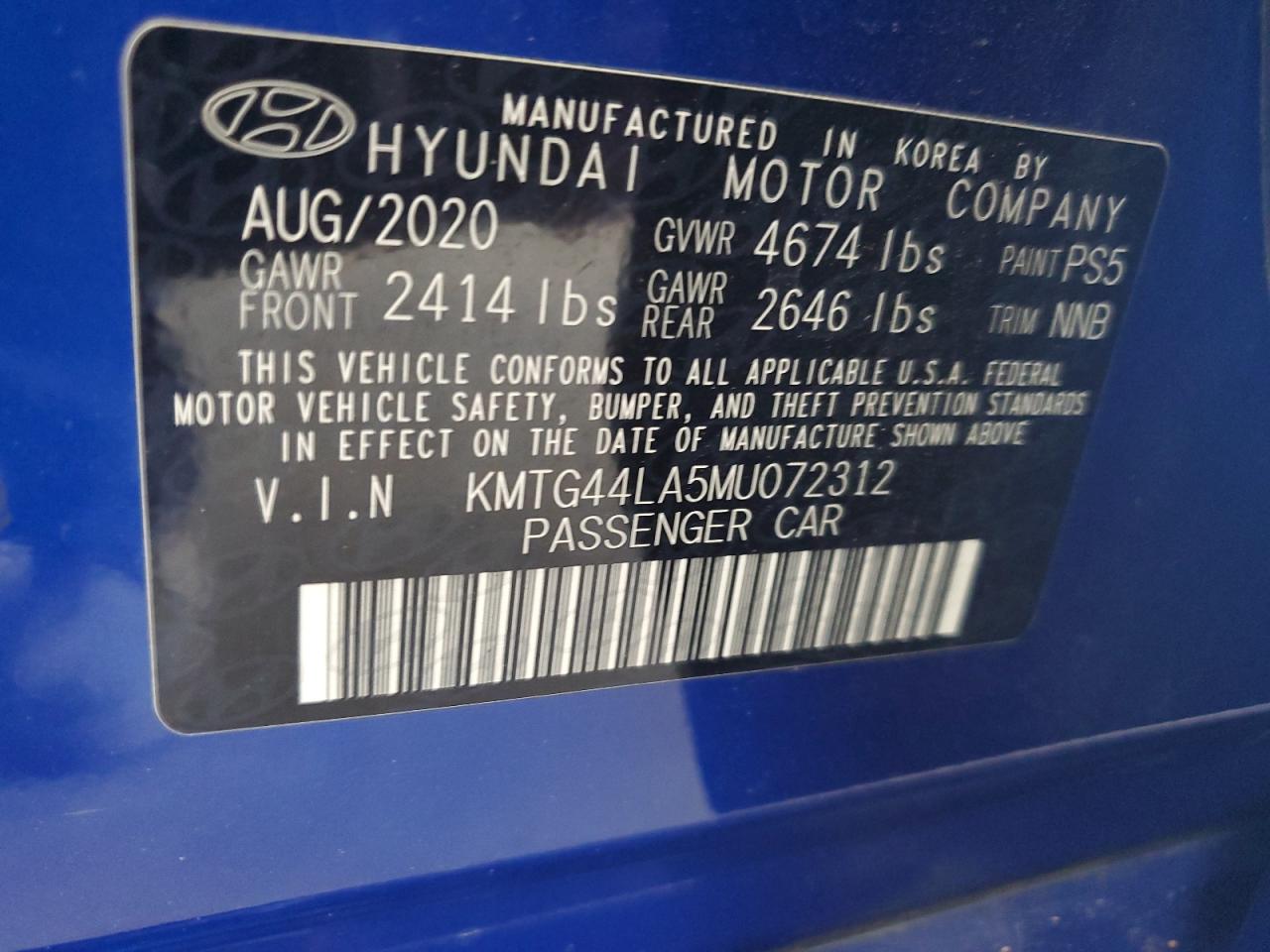 2021 Genesis G70 Prestige VIN: KMTG44LA5MU072312 Lot: 61650355