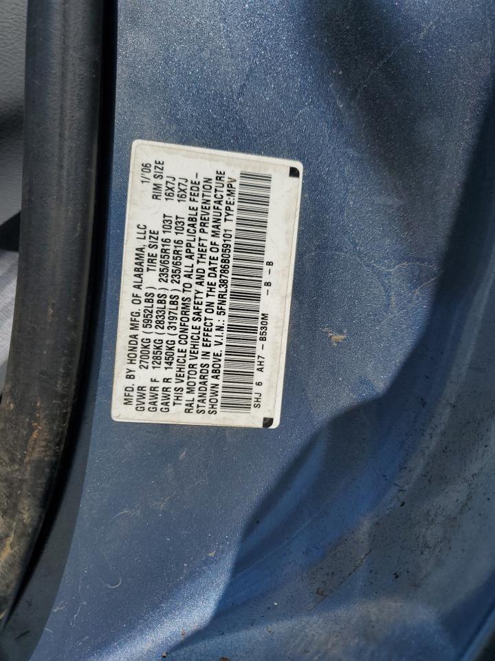 2006 Honda Odyssey Exl VIN: 5FNRL38786B059101 Lot: 61491265