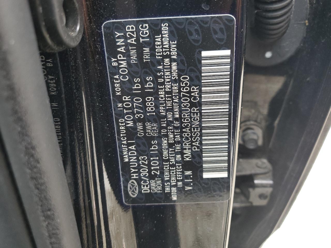 2024 Hyundai Venue Sel VIN: KMHRC8A36RU307650 Lot: 60417185