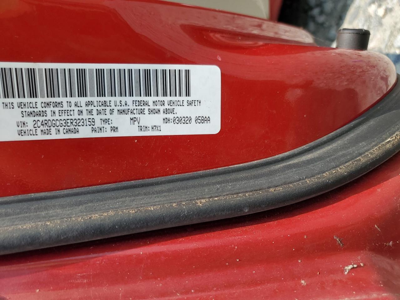 2014 Dodge Grand Caravan Sxt VIN: 2C4RDGCG3ER323159 Lot: 59017335