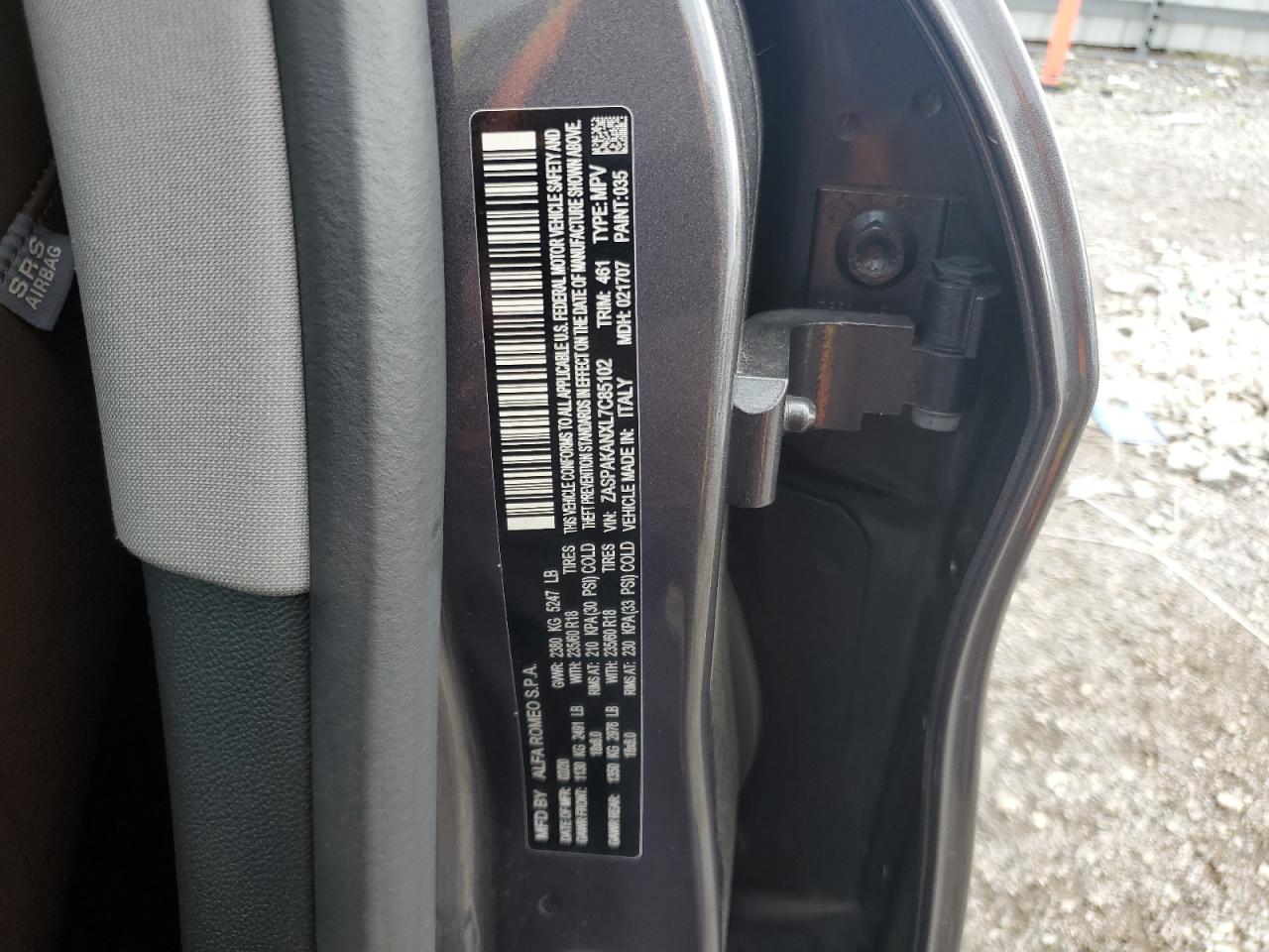 2020 Alfa Romeo Stelvio VIN: ZASPAKANXL7C85102 Lot: 61563535