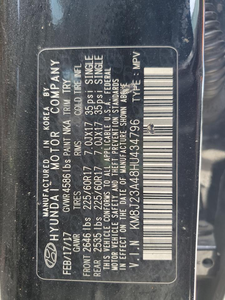 2017 Hyundai Tucson Se VIN: KM8J23A48HU434796 Lot: 61104995