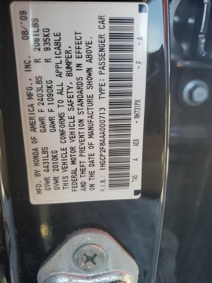 HONDA ACCORD 2010 VIN 1HGCP2F84AA000713 zdjęcie 12