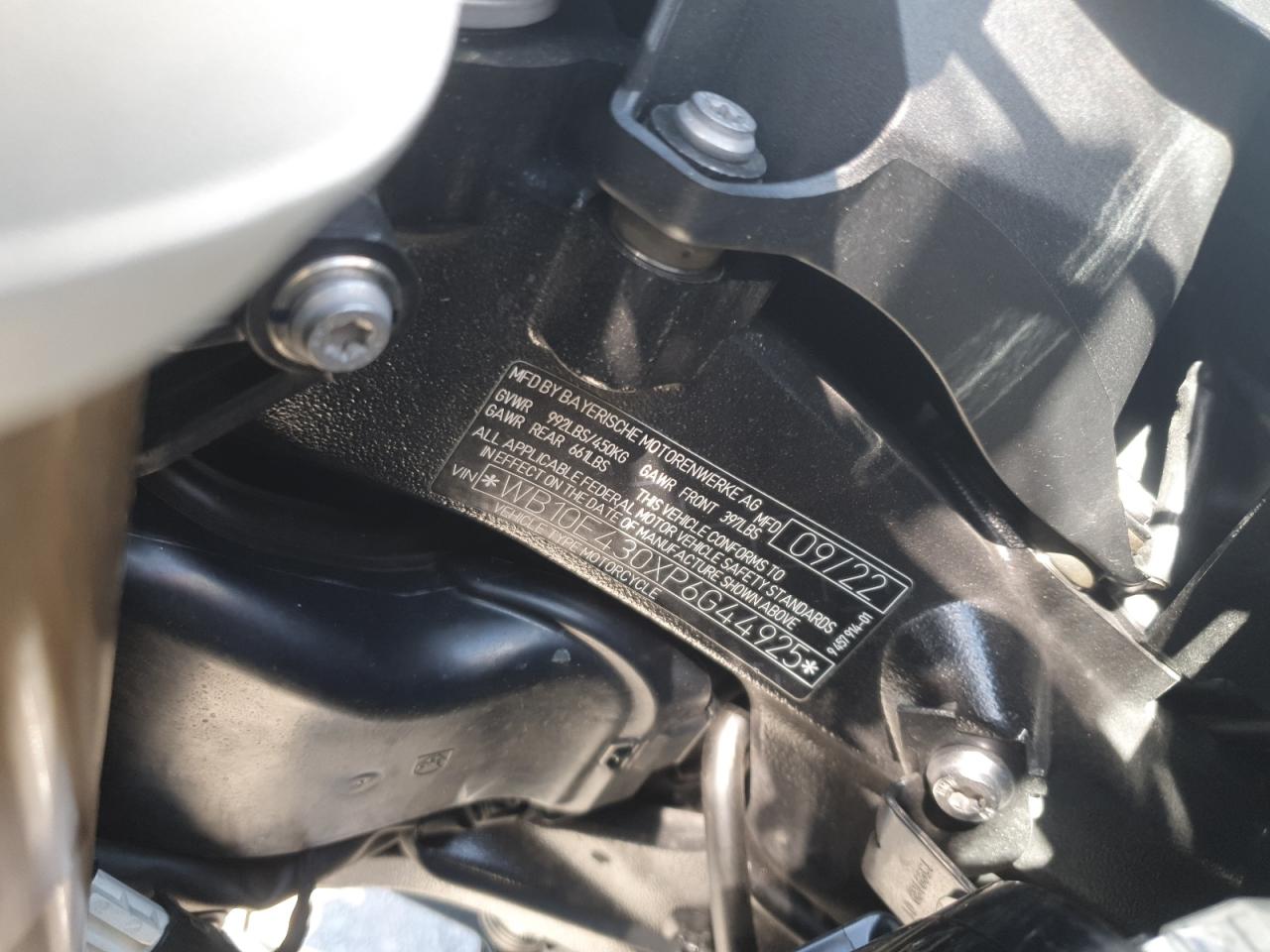 2023 BMW S 1000 Xr VIN: WB10E430XP6G44925 Lot: 61856625