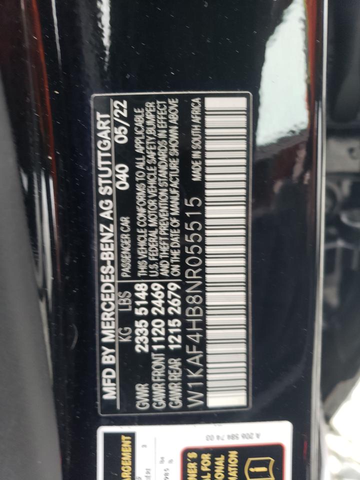 2022 Mercedes-Benz C 300 4Matic VIN: W1KAF4HB8NR055515 Lot: 61535825