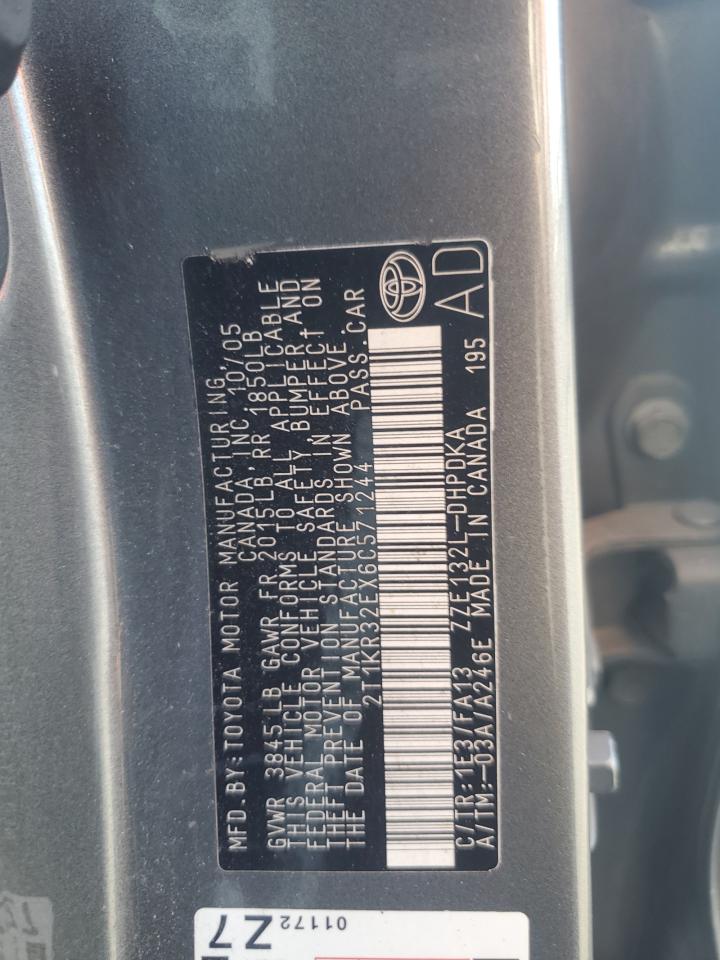 2006 Toyota Corolla Matrix Xr VIN: 2T1KR32EX6C571244 Lot: 60656375