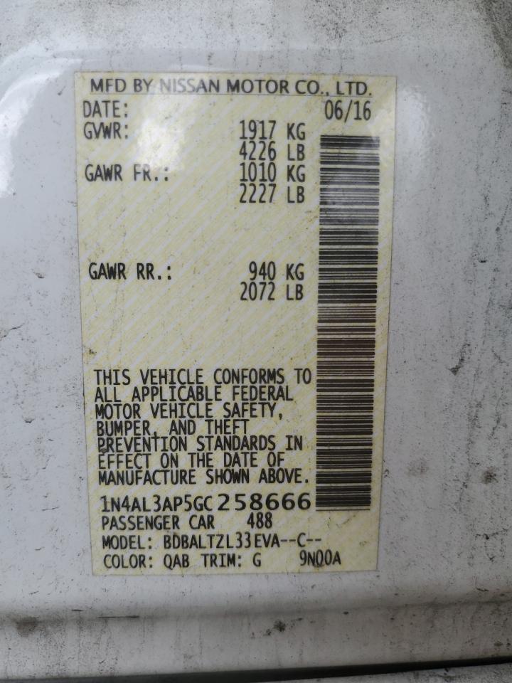 NISSAN ALTIMA 2016 VIN 1N4AL3AP5GC258666 photo 12