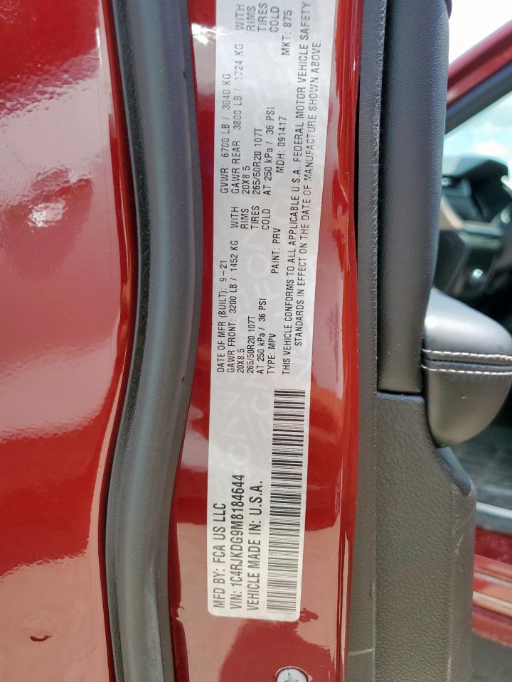 JEEP GRAND CHER 2021 VIN 1C4RJKDG9M8184644 zdjęcie 13