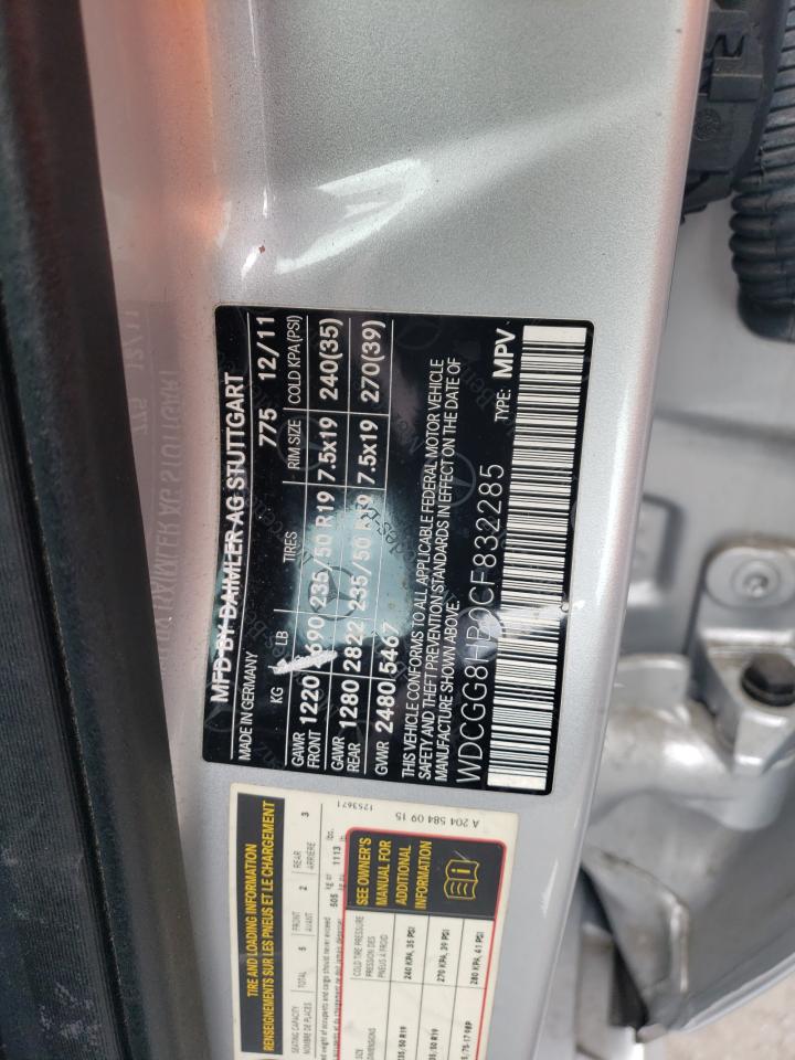 2012 Mercedes-Benz Glk 350 4Matic VIN: WDCGG8HB0CF832285 Lot: 61813515
