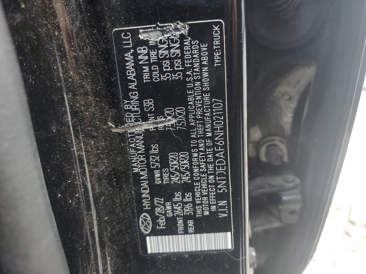 2022 Hyundai Santa Cruz Limited VIN: 5NTJEDAF6NH021107 Lot: 61195175