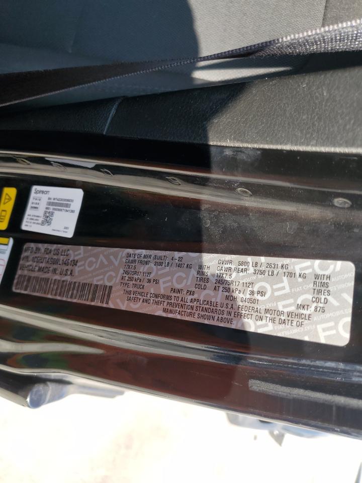 2022 Jeep Gladiator Sport VIN: 1C6HJTAG0NL146134 Lot: 62730875