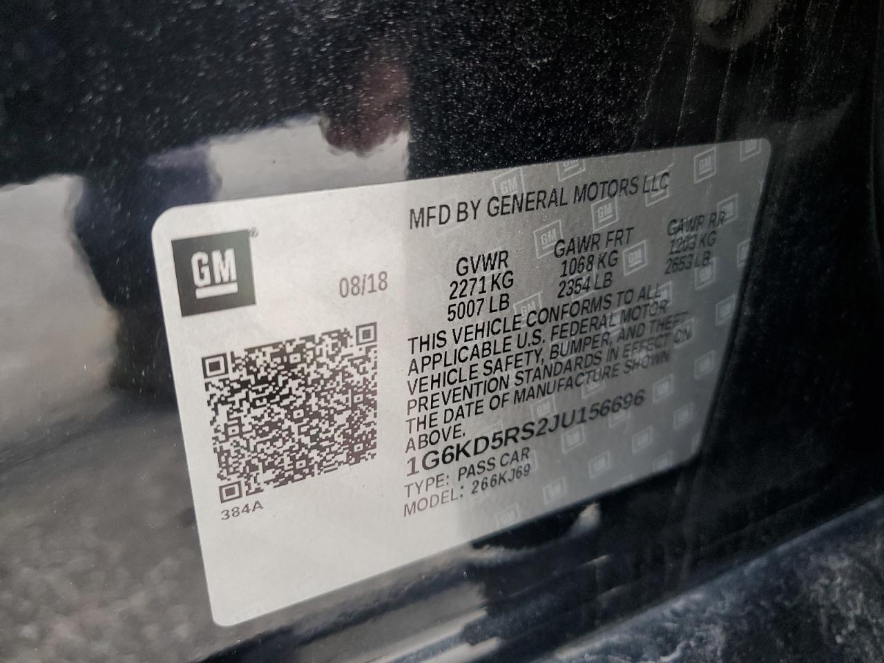 2018 Cadillac Ct6 Luxury VIN: 1G6KD5RS2JU156696 Lot: 61068285