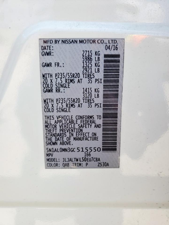 2016 Infiniti Qx60 VIN: 5N1AL0MN3GC515550 Lot: 61153705