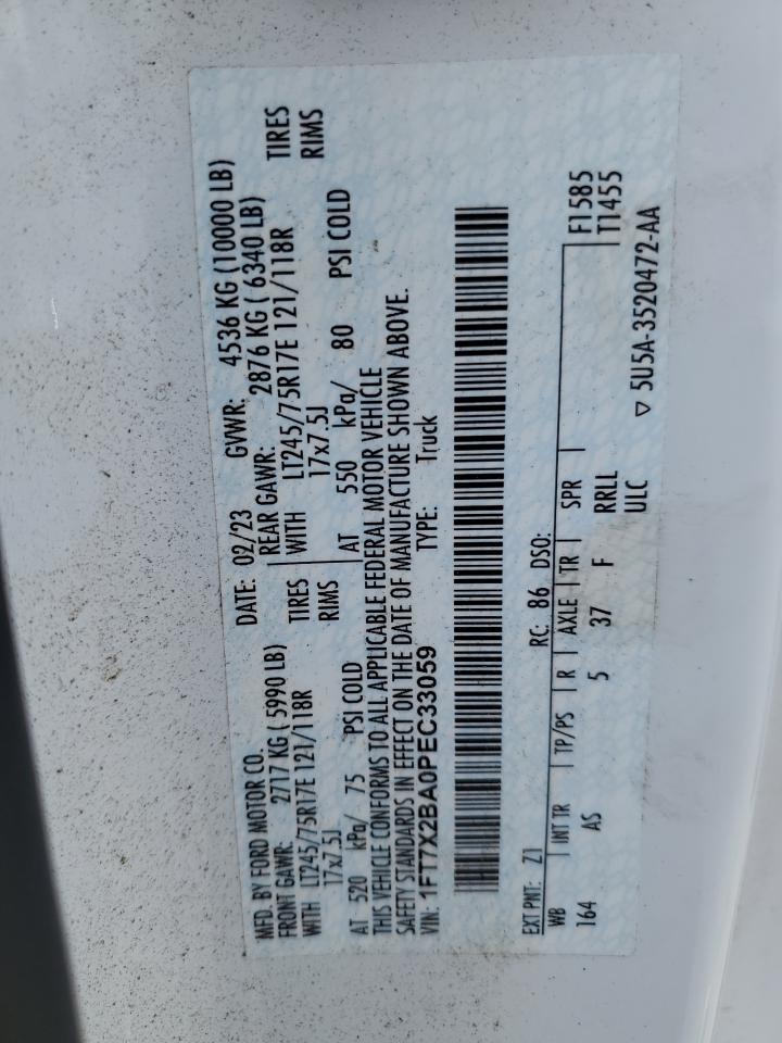 2023 Ford F250 Super Duty VIN: 1FT7X2BA0PEC33059 Lot: 62760105