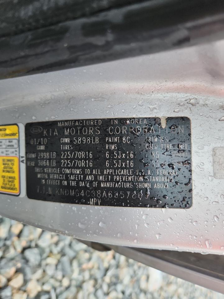 2010 Kia Sedona Lx VIN: KNDMG4C38A6357869 Lot: 59161265