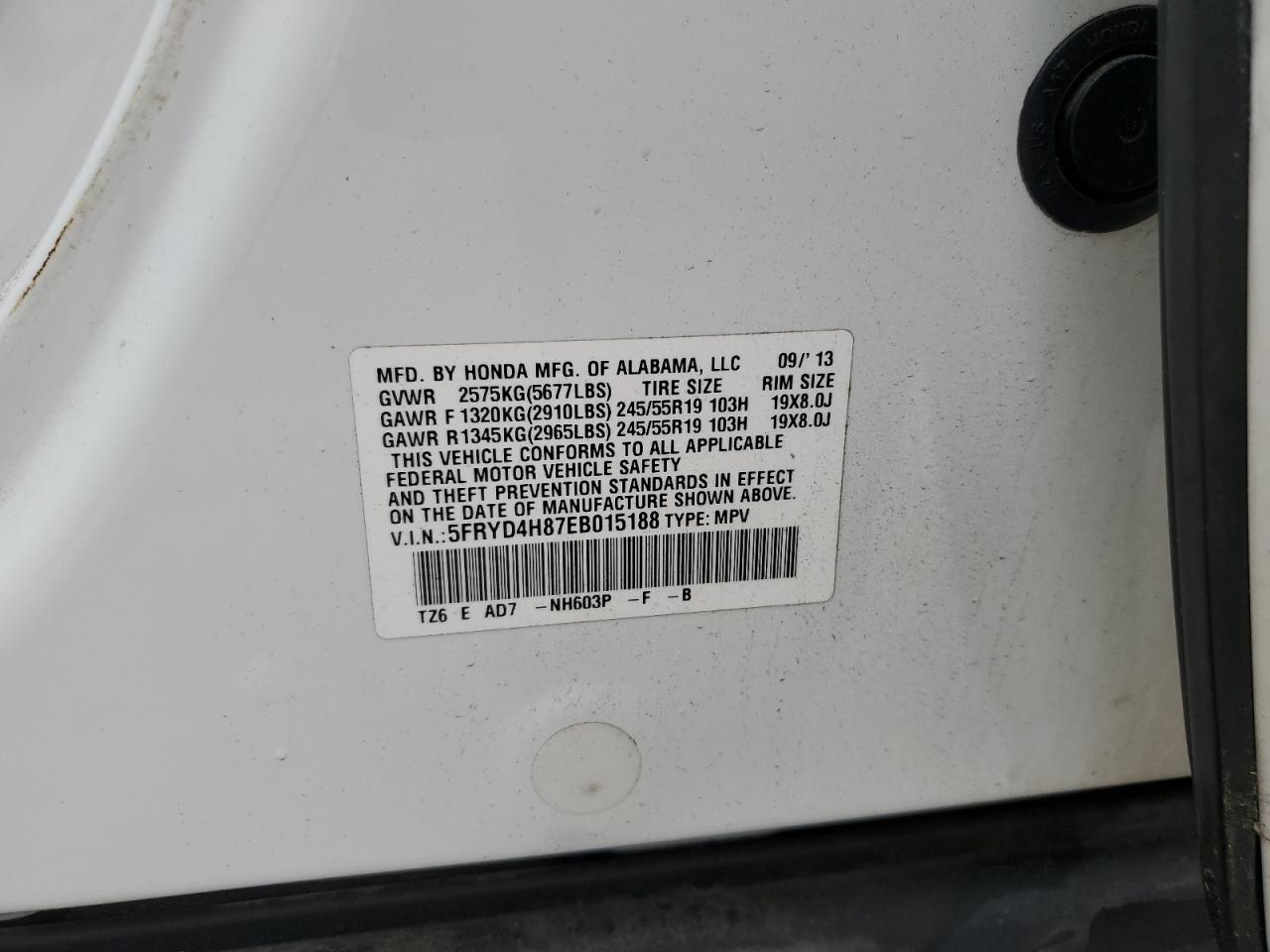 2014 Acura Mdx Advance VIN: 5FRYD4H87EB015188 Lot: 61088075