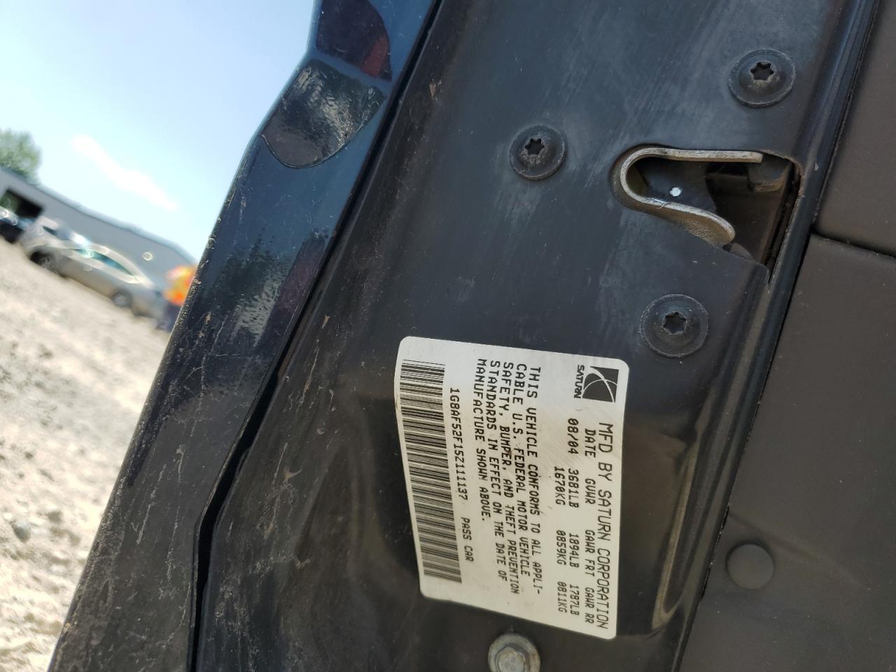 2005 Saturn Ion Level 1 VIN: 1G8AF52F15Z111137 Lot: 61909865