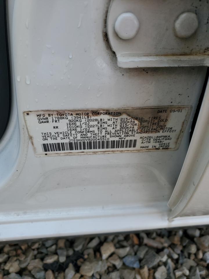 2002 Toyota Rav4 VIN: JTEGH20V820045510 Lot: 59476225