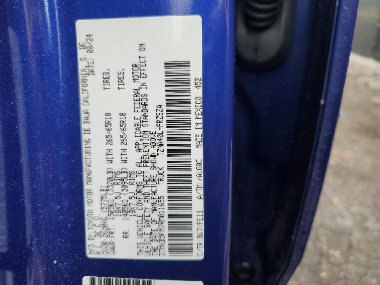 TOYOTA TACOMA 2024 VIN 3TMKB5FN7RM011655 zdjęcie 13
