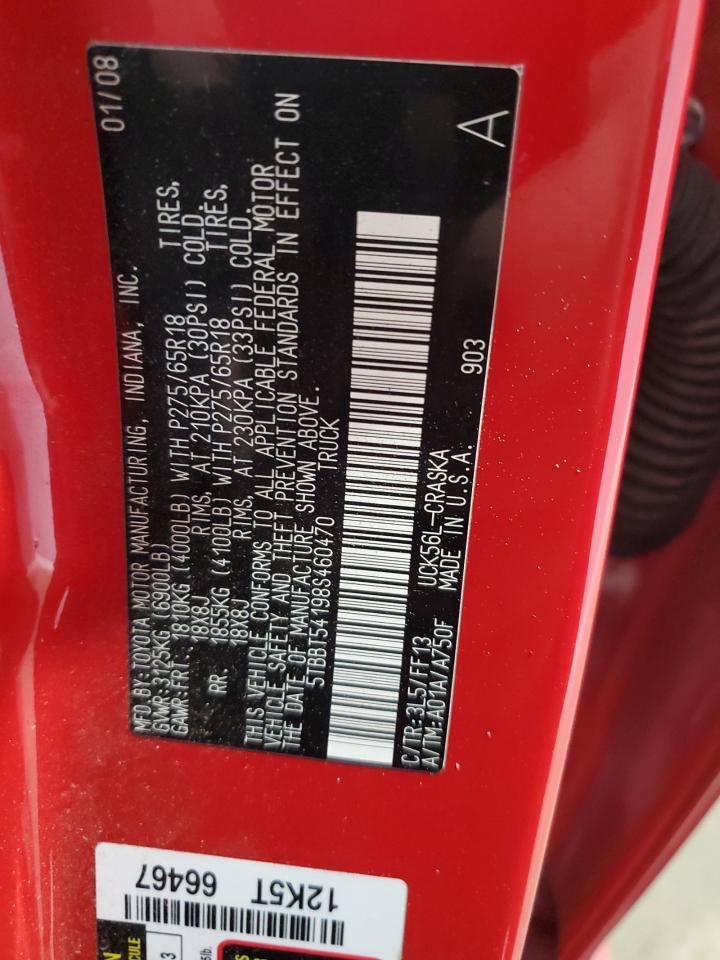 TOYOTA TUNDRA 2008 VIN 5TBBT54198S460470 фото 13