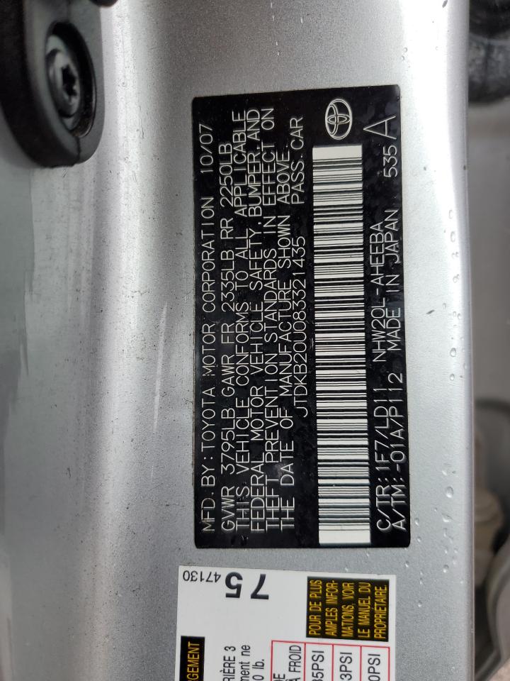 2008 Toyota Prius VIN: JTDKB20U083321435 Lot: 61463145