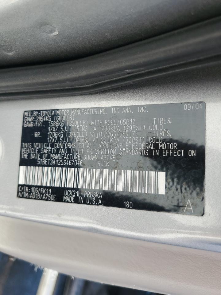 2005 Toyota Tundra Double Cab Sr5 VIN: 5TBET34125S467046 Lot: 63064235