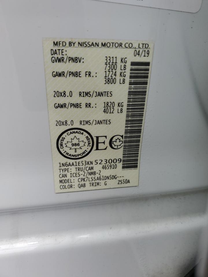 2019 Nissan Titan Sv VIN: 1N6AA1E53KN523009 Lot: 61536755