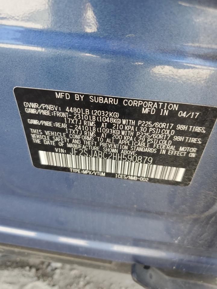 2017 Subaru Forester 2.5I VIN: JF2SJABC2HH590879 Lot: 61552555