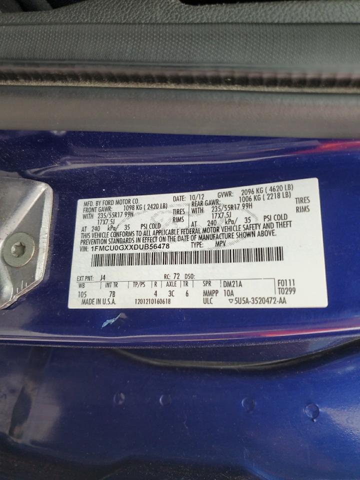 2013 Ford Escape Se VIN: 1FMCU0GXXDUB56478 Lot: 60474285