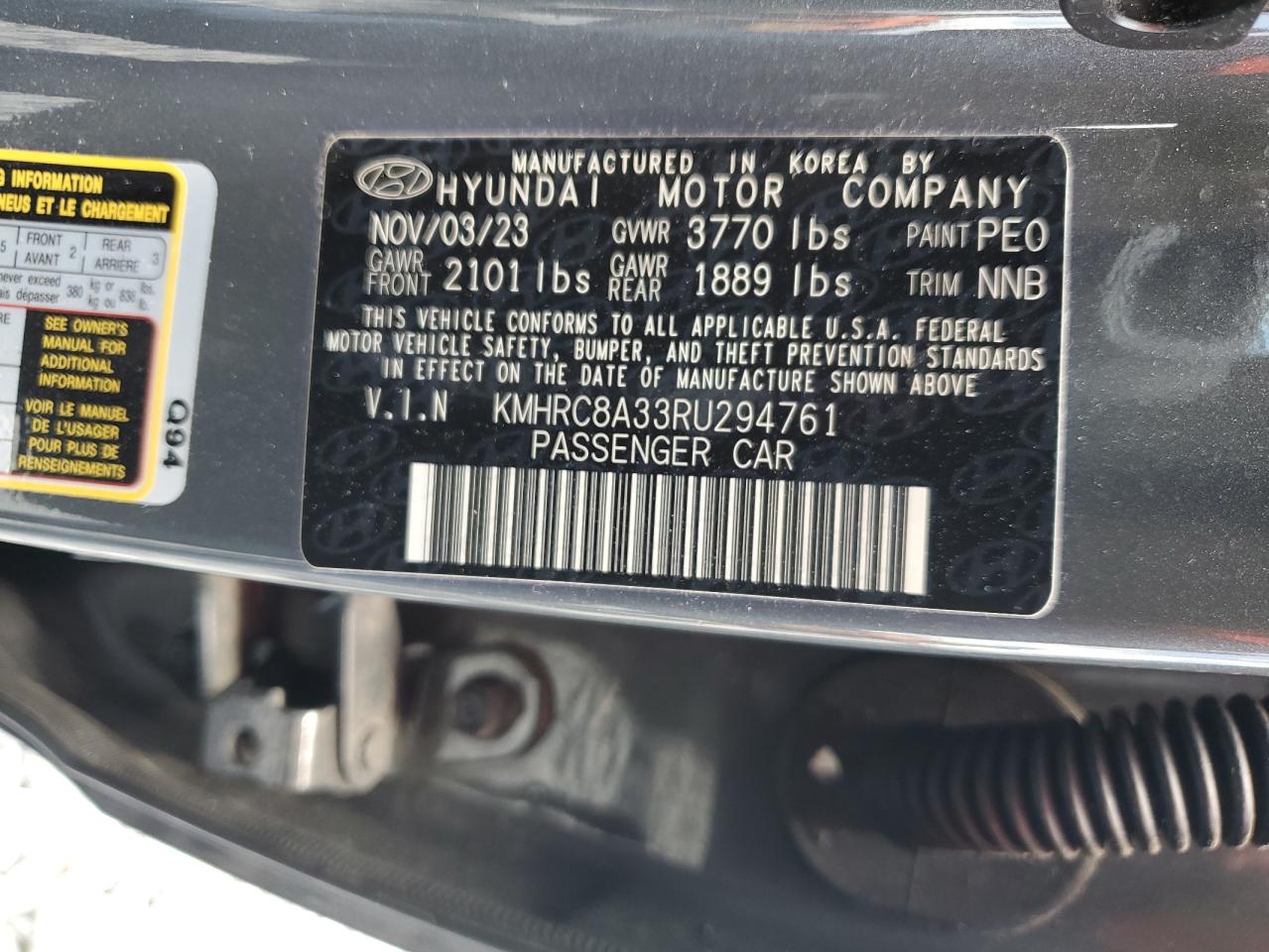 2024 Hyundai Venue Sel VIN: KMHRC8A33RU294761 Lot: 62027005