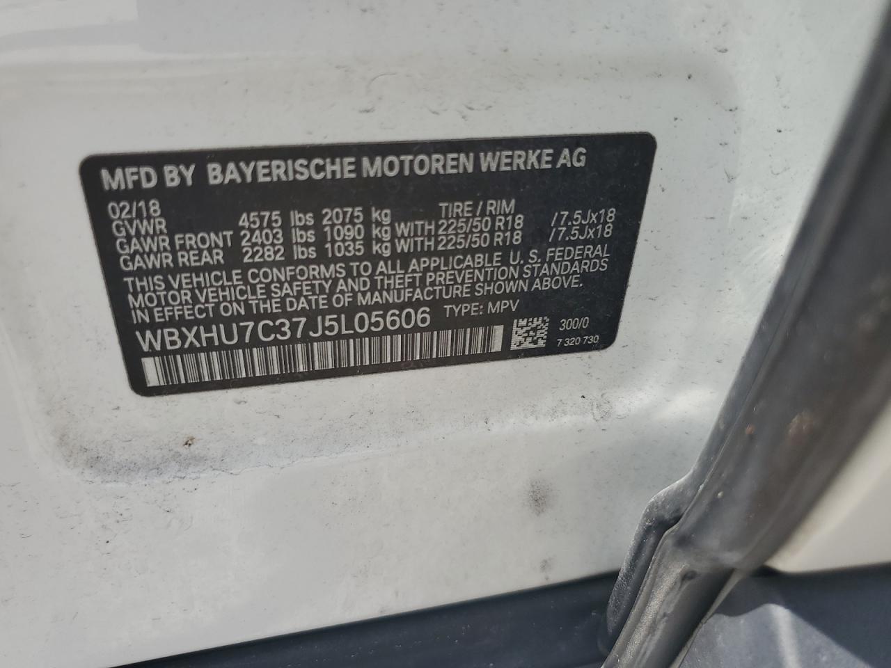 2018 BMW X1 Sdrive28I VIN: WBXHU7C37J5L05606 Lot: 60941995