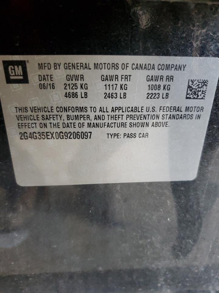 2016 Buick Regal Sport Touring VIN: 2G4G35EX0G9206097 Lot: 62010915