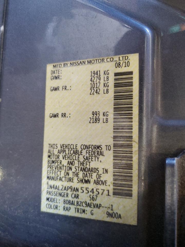 2010 Nissan Altima Base VIN: 1N4AL2AP9AN554571 Lot: 62479275