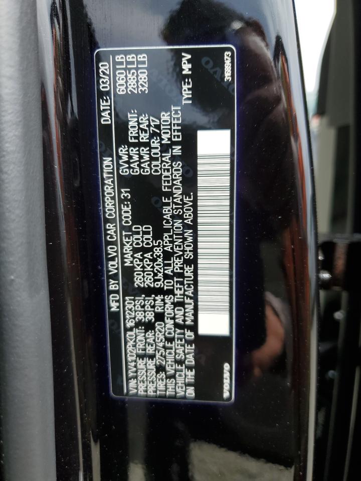 2020 Volvo Xc90 T5 Momentum VIN: YV4102PK0L1612301 Lot: 60851265