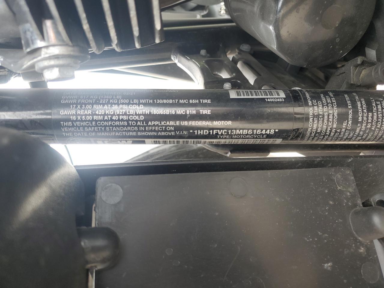 2021 Harley-Davidson Flht VIN: 1HD1FVC13MB616448 Lot: 59950185