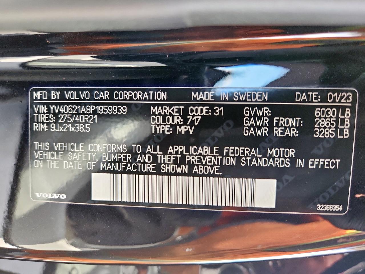 2023 Volvo Xc90 Ultimate VIN: YV40621A8P1959939 Lot: 61225005