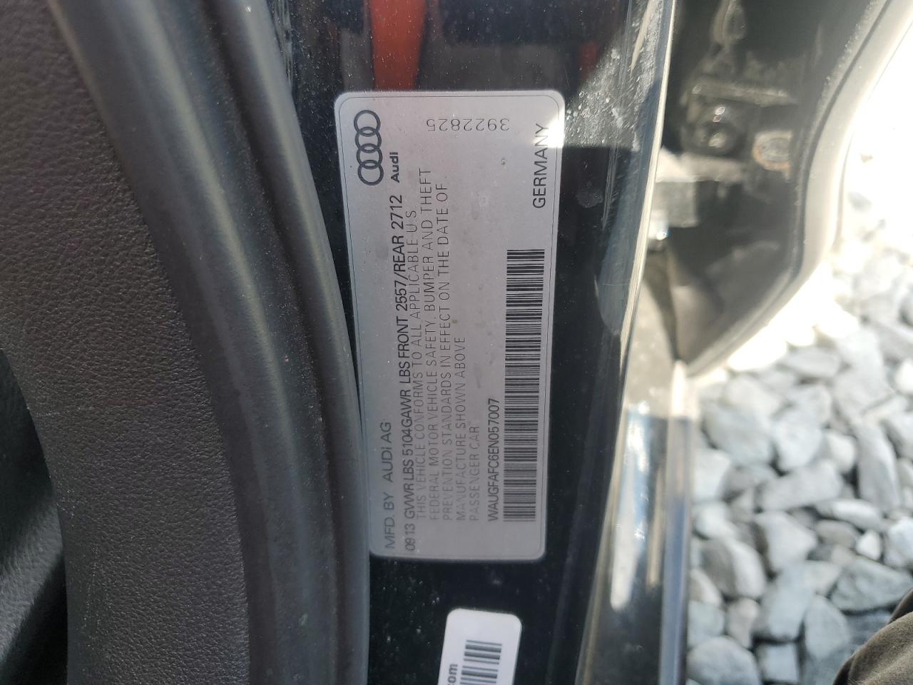2014 Audi A6 Premium Plus VIN: WAUGFAFC6EN057007 Lot: 61287695