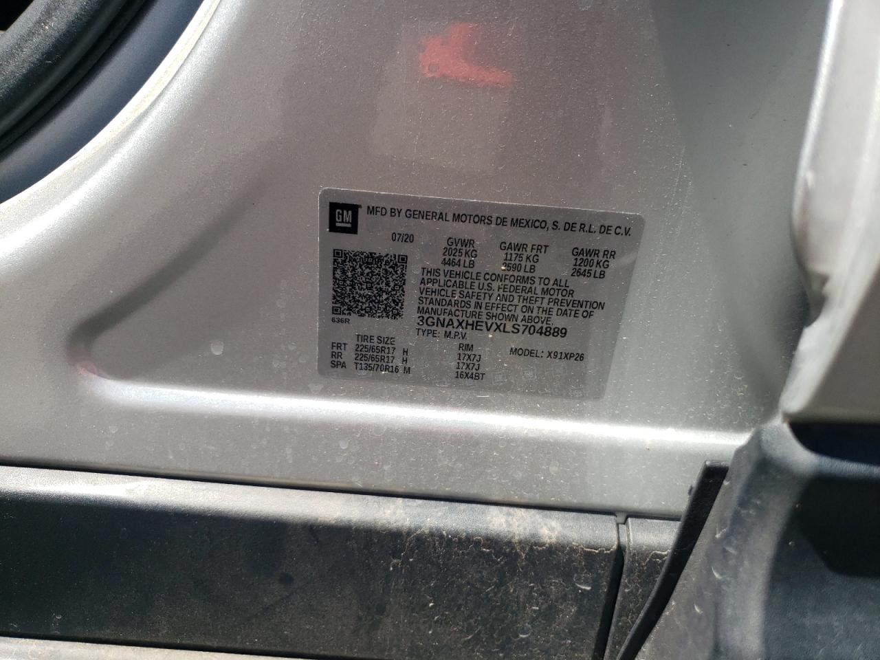 CHEVROLET EQUINOX 2020 VIN 3GNAXHEVXLS704889 photo 13