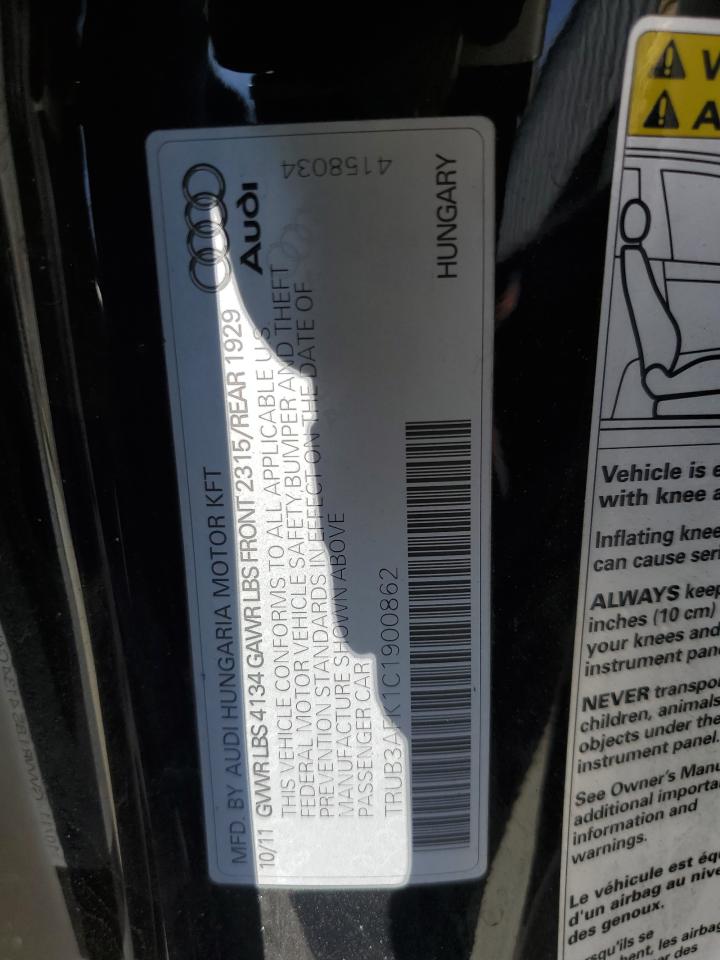 2012 Audi Tt Rs Prestige VIN: TRUB3AFK1C1900862 Lot: 62858885