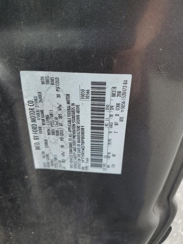 2008 Ford Ranger Super Cab VIN: 1FTYR14D78PB08081 Lot: 62573895