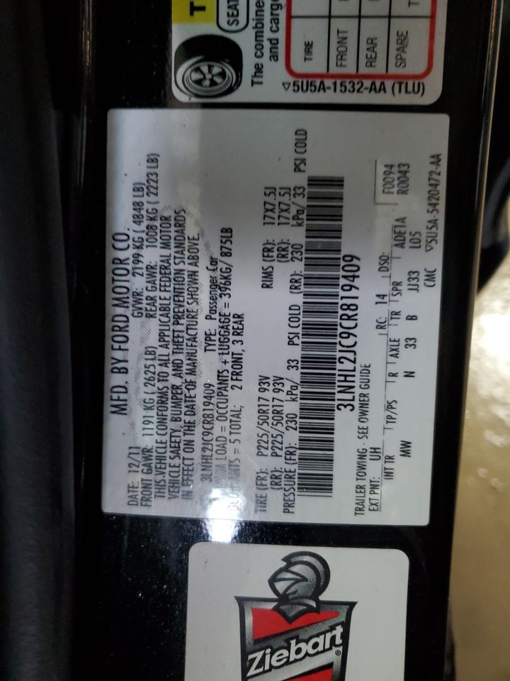 2012 Lincoln Mkz VIN: 3LNHL2JC9CR819409 Lot: 62647395
